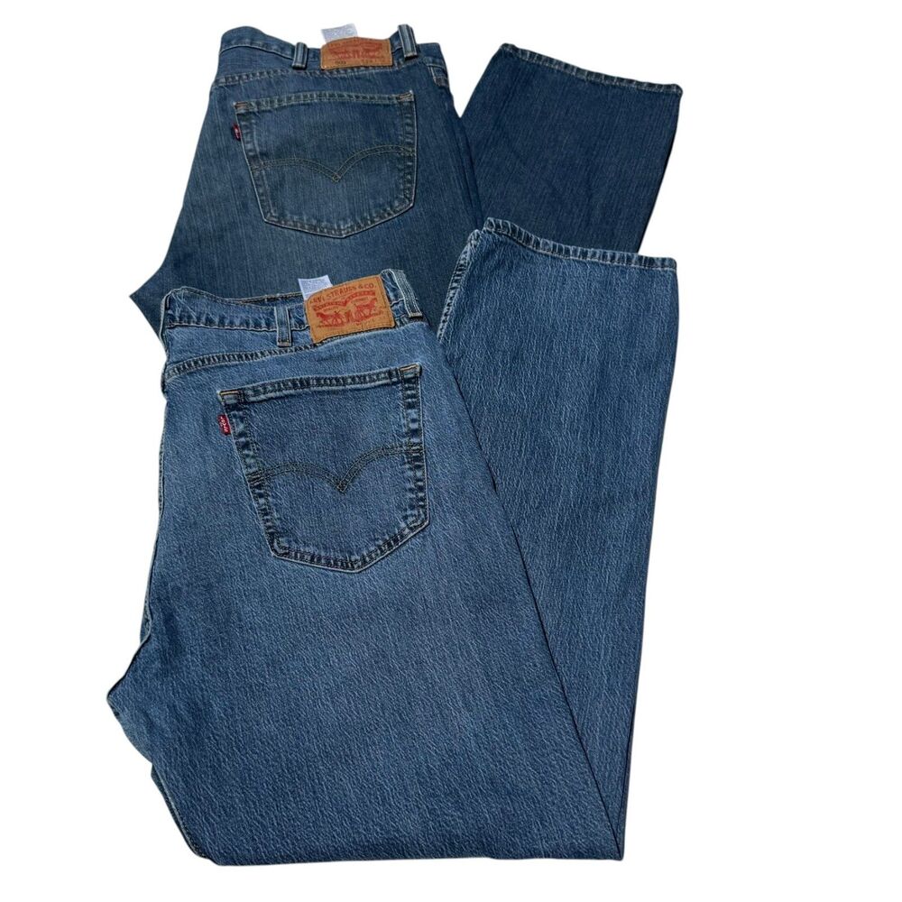 Lot of 2 Levi's 505 Regular Fit Jeans Mens 38x32 Blue Denim Straight Leg
